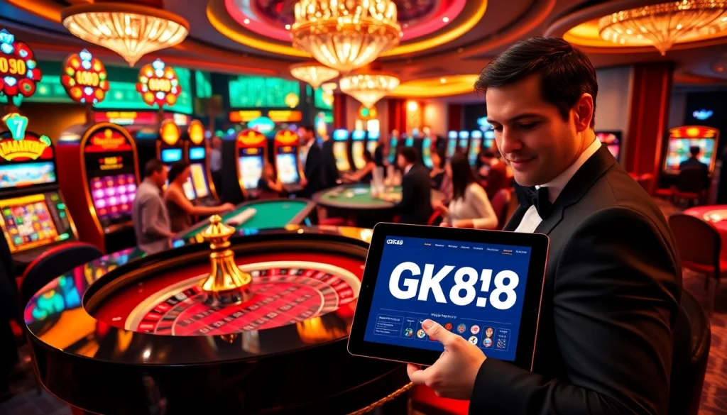 Experience the thrill of gambling at GK88 casino with an exciting roulette table and dynamic gameplay.