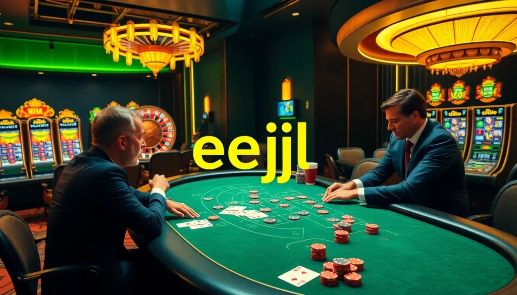 Engage in thrilling eejl gaming with vibrant poker chips and exciting casino atmosphere.