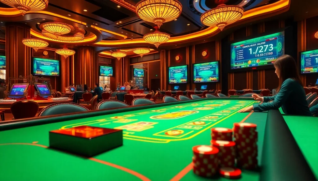 Engaging in a thrilling tài xỉu online game at a luxurious casino table.