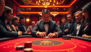 에볼루션 바카라 게임이 진행되는 화려한 카지노 테이블 장면