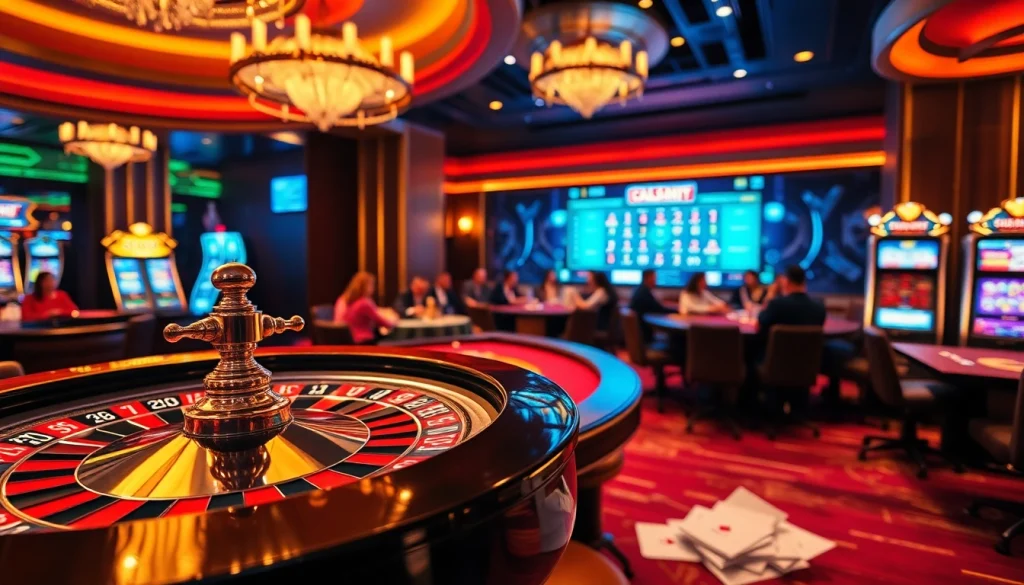 Engaging poker players at a vibrant casino with a hidden wiki onion twist, showcasing gambling excitement.