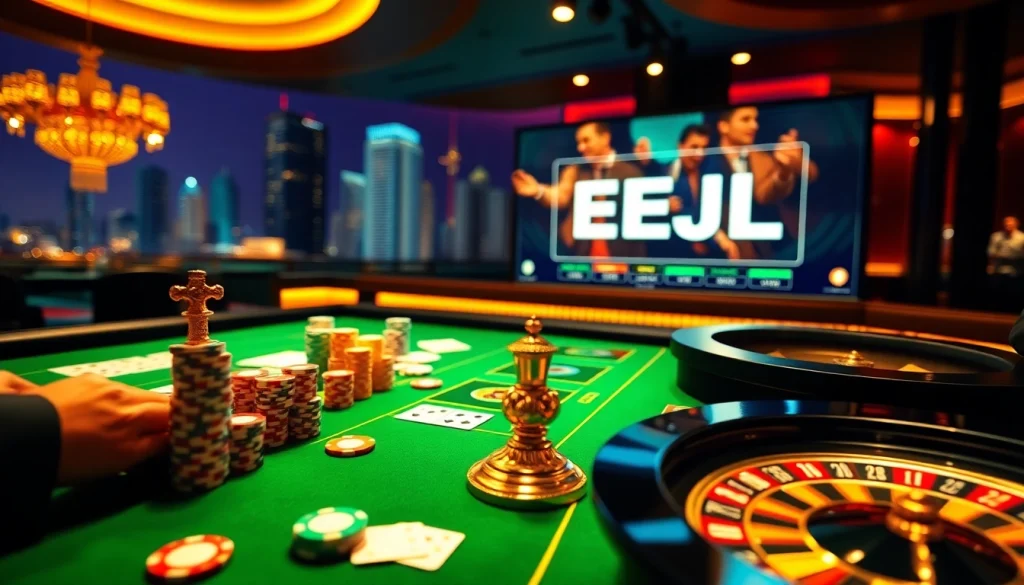 Experience high-stakes poker at EEJL's sophisticated gaming table, filled with excitement and odds.