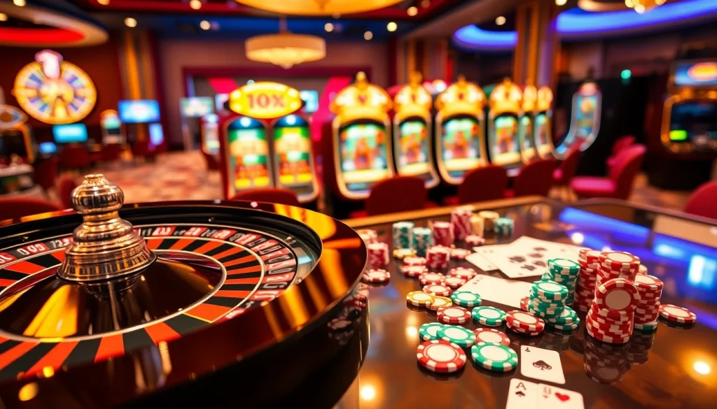 Experience the excitement of gambling with 7upbet, featuring roulette and poker in a luxurious casino setting.