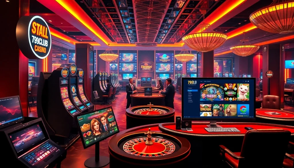 Experience the thrill of gaming at 789CLUB with interactive tables and vibrant slot machines.