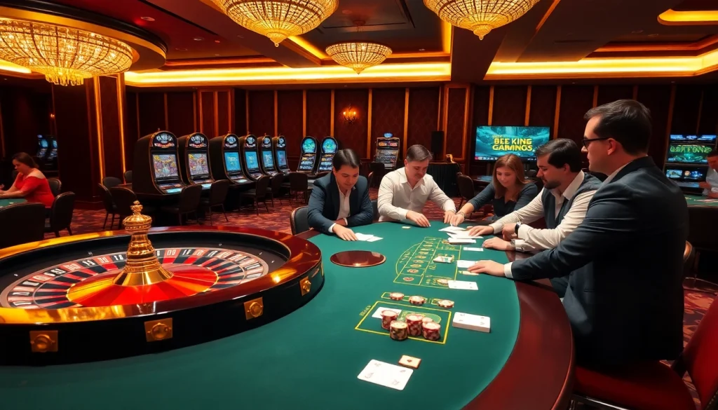 Discover the excitement of gambling at https://okwin.blog/, featuring luxurious casino tables and vibrant slot machines.