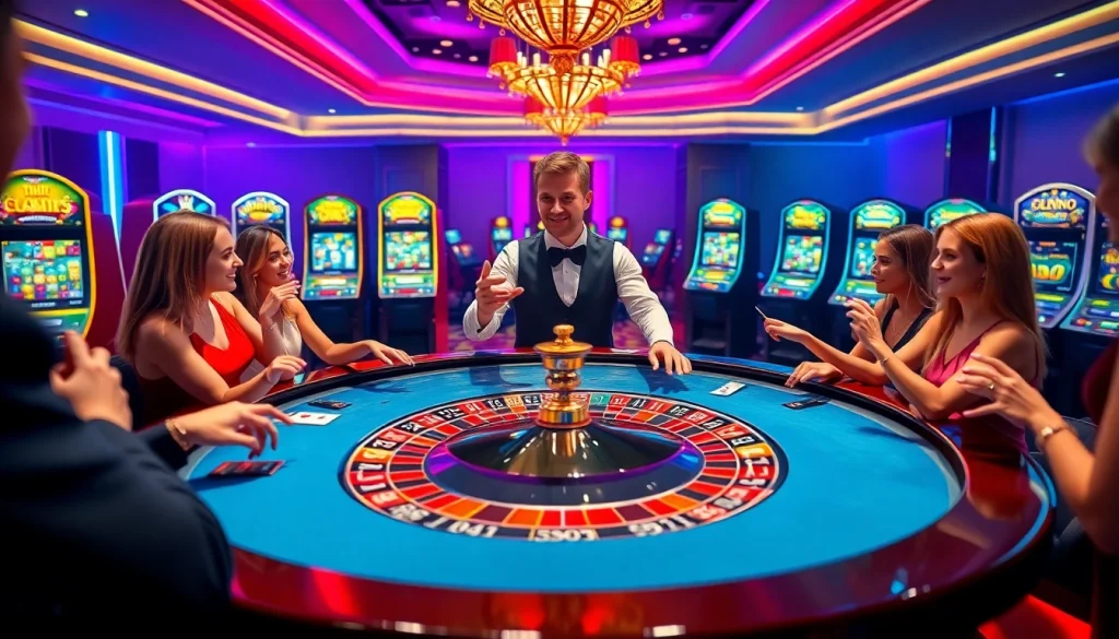 Excited players betting at a luxurious roulette table reflecting the thrilling atmosphere of https://33wins.it.com.