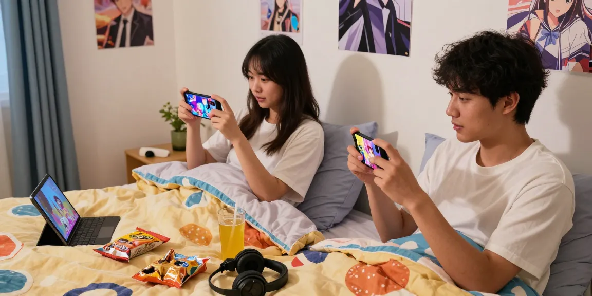 Engaging mobile hentai games experience with players in cozy bedroom